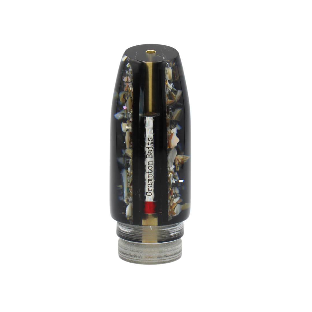 Señuelo para pesca deportiva y señuelo de troleo Crampton Baits. Modelo Plunger en color Salt & Pepper. Marea Alta (mareaalta.mx) único distribuidor de Crampton Baits en México.