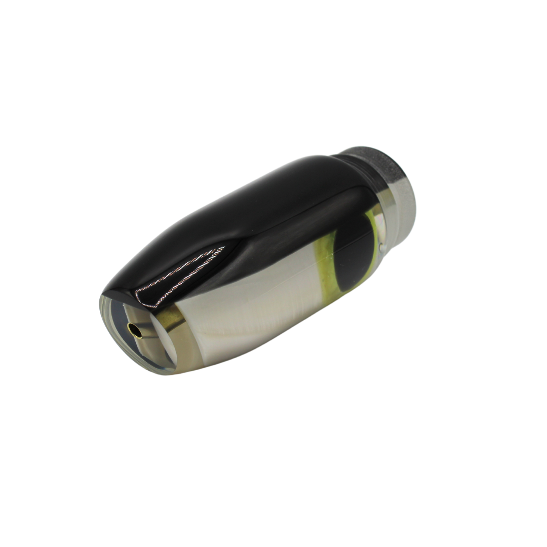 Señuelo para pesca deportiva y señuelo de troleo Crampton Baits. Modelo Plunger en color Negro y concha blanca. Marea Alta (mareaalta.mx) único distribuidor de Crampton Baits en México.